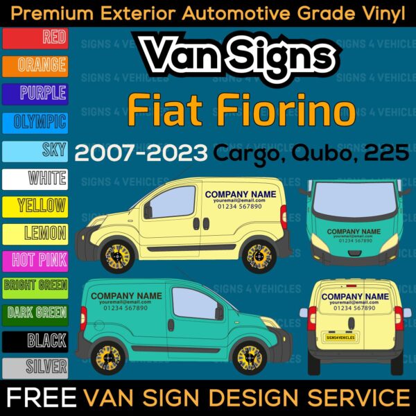 Fiat Fiorino Van Signs DIY Signwriting Lettering Graphics Kit FREE Design