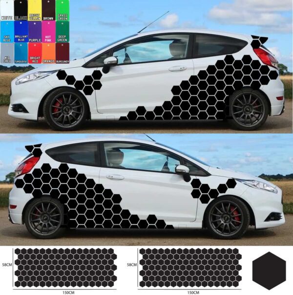 Car Camouflage Kit Solid Hexagon Honeycomb Side Stickers Decals