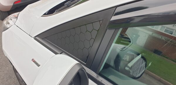 A Pillar Car Window Cut to Size Honeycomb HEX Pattern Decals