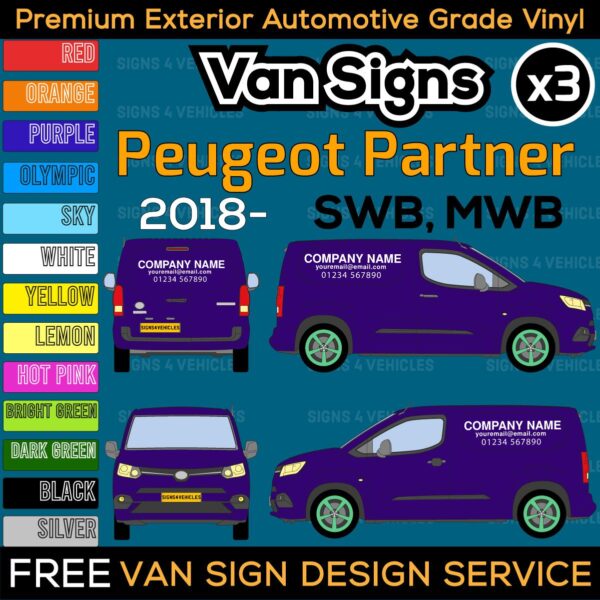 Van Sign Writing Kit for Peugeot Partner