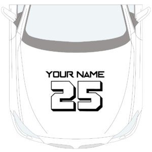 Race number with custom name motorsport vinyl sticker