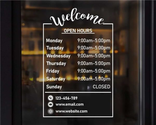 Store Business Hours Opening Times Signs