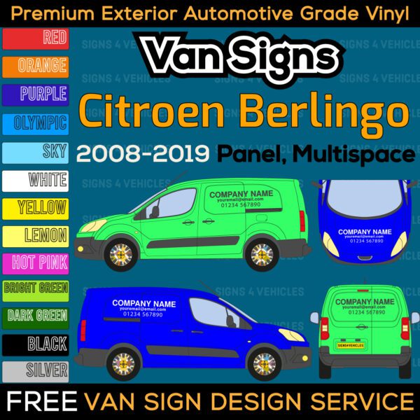 Citroen Berlingo Van Signs DIY Signwriting Lettering Graphics Kit FREE Design