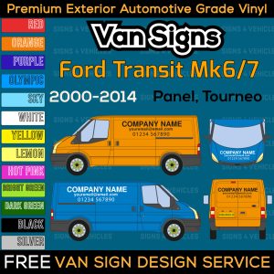 Ford Transit MK6/7 Panel Tourneo Van Signs DIY Signwriting Lettering Graphics Kit FREE Design