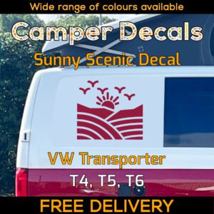 2x VW Transporter T6 T5 T4 Sunny Scene Decals Campervans & Motorhomes Graphic RV Camper Trailer