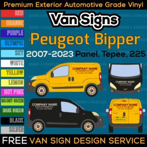 Peugeot Bipper Van Signs DIY Signwriting Lettering Graphics Kit FREE Design