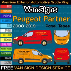 Peugeot Partner B9 Van Signs DIY Signwriting Lettering Graphics Kit FREE Design