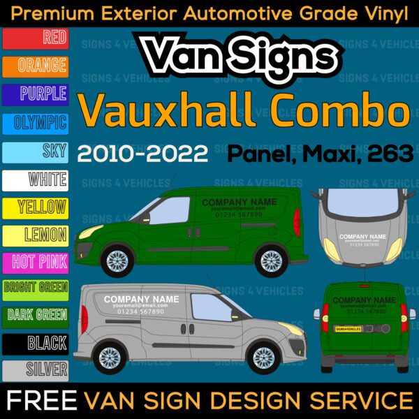 Vauxhall Opel Combo 263 Van Signs DIY Signwriting Lettering Graphics Kit FREE Design