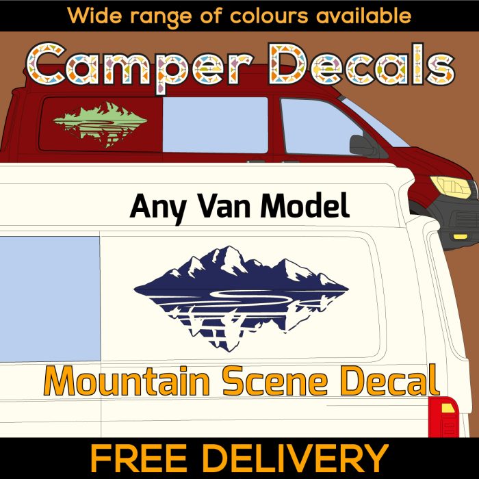 2x Mountain Scene Decal for Campervans & Motorhomes Graphic RV Camper Trailer VW Transporter
