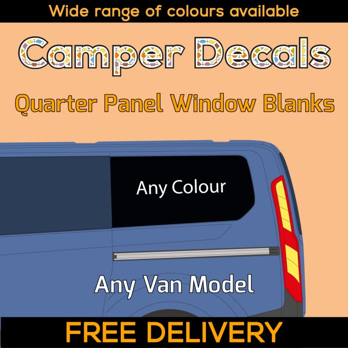 2x Quarter Panel Window Blanks Van Car Any Make Any Model Fake Window Infills