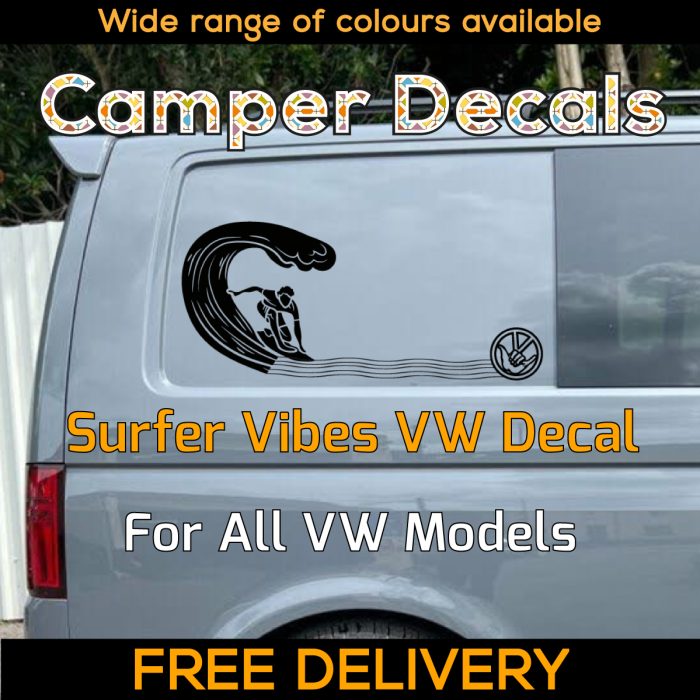 Surfer Vibes VW Transporter T6 T5 T4 T7 Dublife Barn Doors Quarter Panel Decal
