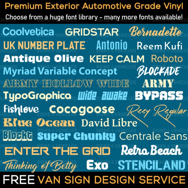 fonts for van signs choices