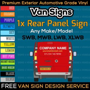 1x Rear Panel Van Sign