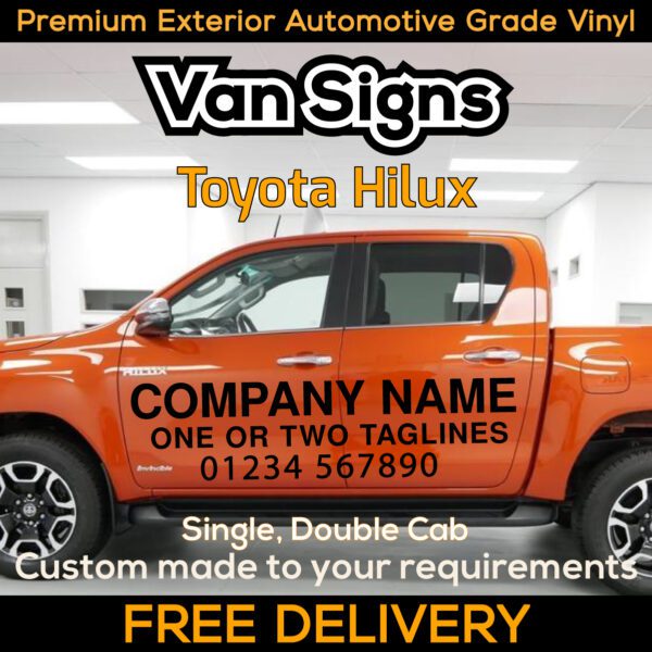 Toyota Hilux Pickup Signs DIY Signwriting Lettering Graphics Kit FREE Design